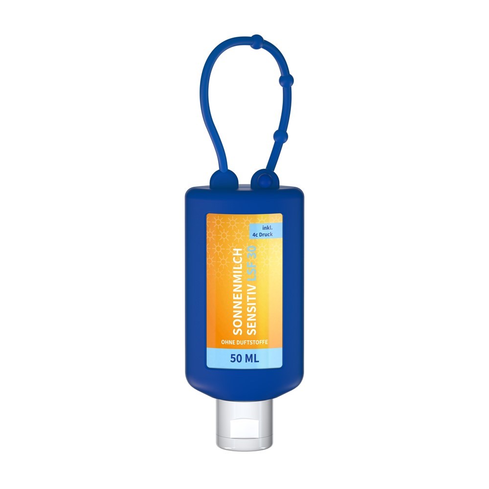 Sonnenmilch LSF 30 (sens.), 50 ml Bumper (blau), Body Label (R-PET)